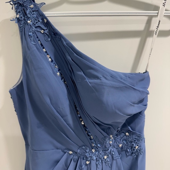 JJ’s House Dusty blue Blue One-Shoulder Prom Dress - Picture 3 of 5